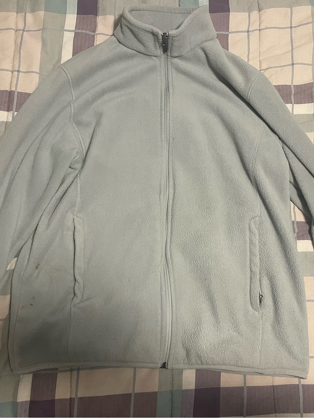 Amazon Essentials Womens Large Light Blue Full Zip Fleece Jacket Soft Cozy
